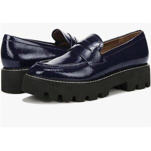 Franco Sarto Balin Lug Sole Chunky Loafer Faux Patent Leather Size 9 Blue NWB